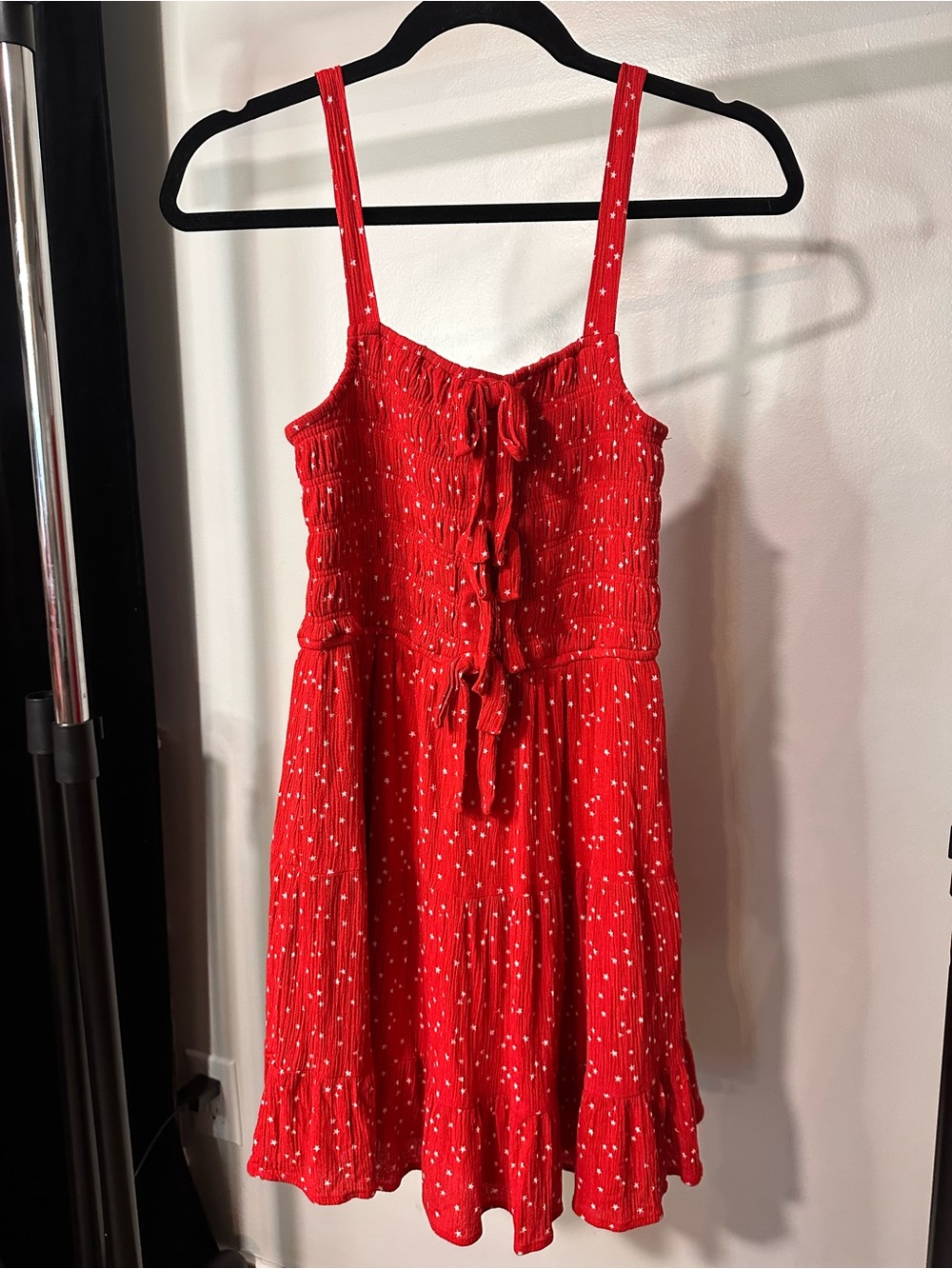 Francesca's Red Smocked Sundress with White Stars